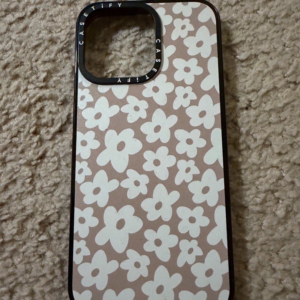 Casetify White Floral Phone Case - Tan Background